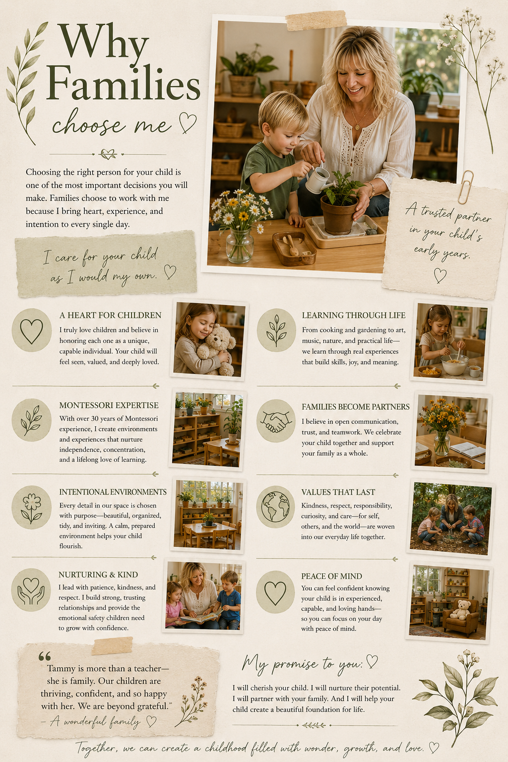Why Families Choose Me — design page